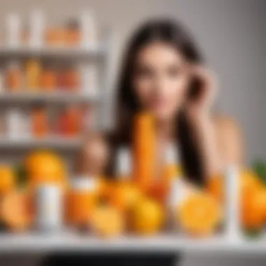 Curating Your Skincare with Vitamin C A luxurious skincare shelf showcasing Vitamin C products