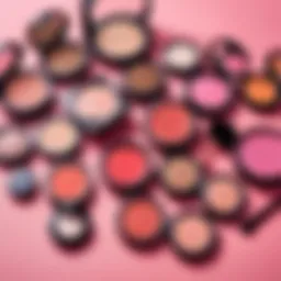 Vibrant waterproof makeup products arranged aesthetically