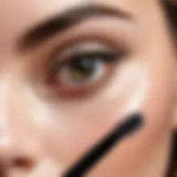 A close-up of waterproof mascara wand showcasing its unique bristles.