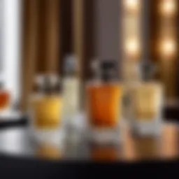 Elegant bottles of cologne showcased in a refined setting