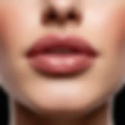 Close-up of beautifully enhanced lips after permanent makeup