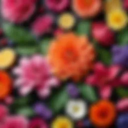 A vibrant display of fresh floral ingredients used in fragrances