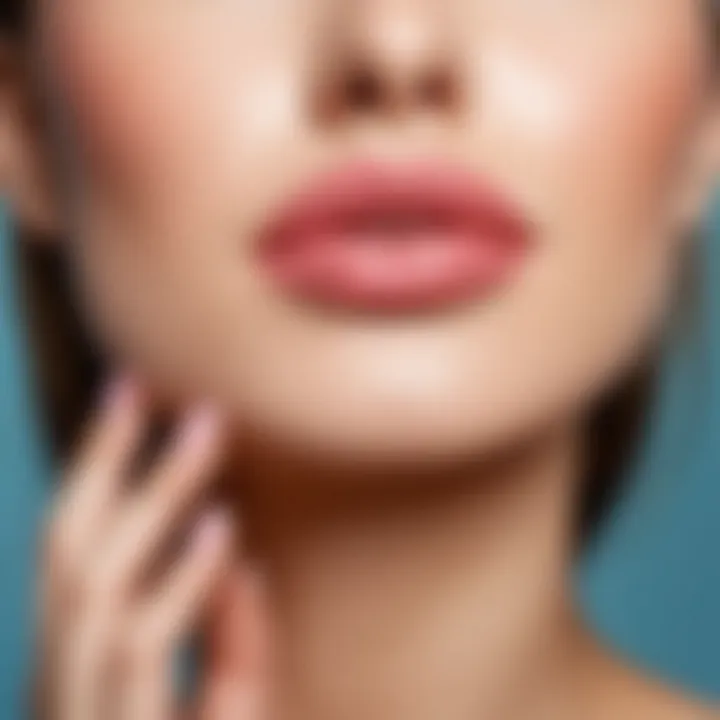 Products for skincare focusing on lip area