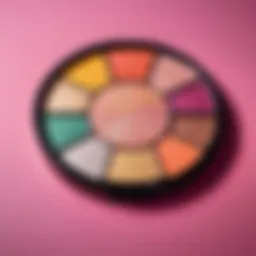 A close-up of a highlighter palette showcasing various shades